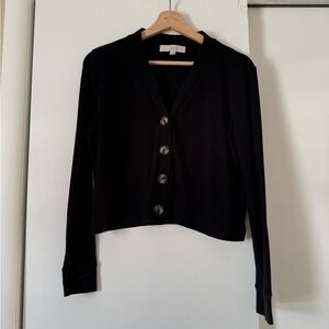 LOFT Black Ribbed Cardigan